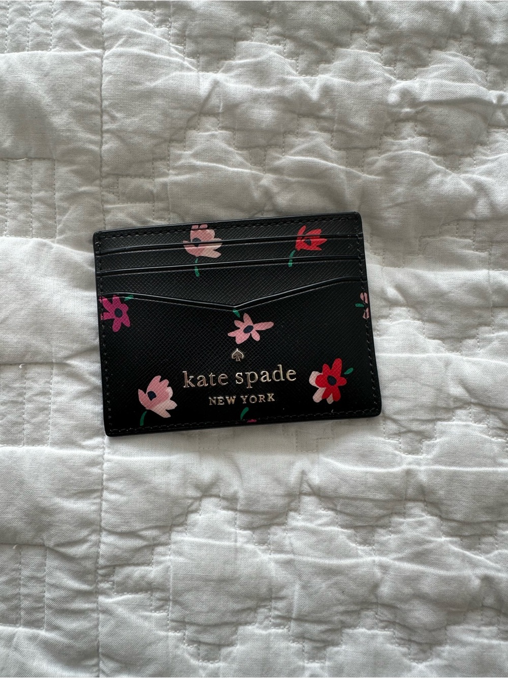 kate spade black floral card holder